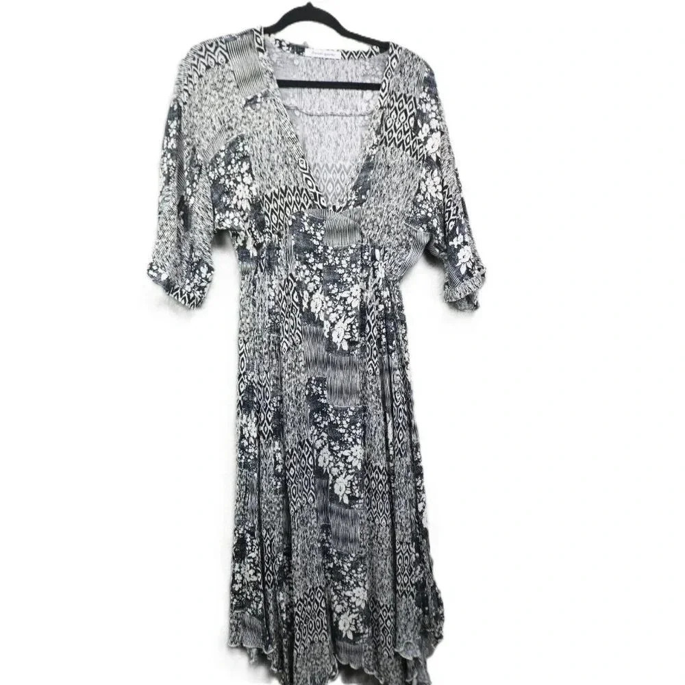 Free People-French Quarter Handkerchief Hem Midi Dress-Size Large-Dolman Sleeves